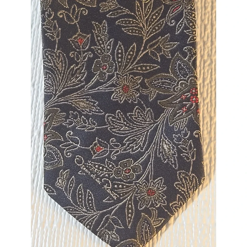 Vtg Oscar de la Renta Silk Tie Blue Gold Paisley 57